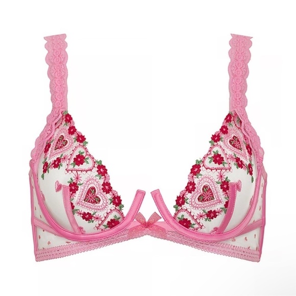 For Love And Lemons Other - NWT For Love & Lemons Whimsical Garden Doily heart Bra - Pink - size 34C